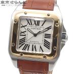 カルティエ CARTIER サントス 100 LM W20072X7 ホワイト SS K18YG アリゲーター 保証書付き 腕時計 メンズ 自動巻 仕上済 101826870