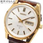セイコー SEIKO セイコーマチック 5106-8030 シルバー K18YG レザー GP 金無垢 腕時計 メンズ 自動巻 OH・仕上済 101836461