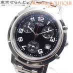 エルメス HERMES クリッパークロノ CL1.910 ブラック ステンレススチール 腕時計 メンズ クォーツ 仕上済 101839822