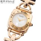 グッチ GUCCI ホースビット 6300L ホワイト GP レザー 腕時計 レディース QZ 101852865