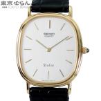 セイコー SEIKO ドルチェ SAGT700 6020-4040 シルバー SS K14YG クロコダイルレザー オーバル 保証書付き 腕時計 メンズ クォーツ式 電池式 101853758