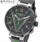ルイヴィトン LOUIS VUITTON タンブール クロノグラフ ダミエ グラフィット レース QA130Z ブラック SS ラバー 腕時計 メンズ 自動巻 101858807
