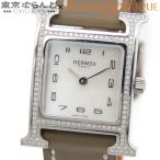 エルメス HERMES Hウォッチ ダイヤベゼル HH1.235 U刻印 ホワイトシェルxエトゥープ SS ダイヤモンド スイフト 2022年 腕時計 レディース QZ 101878103