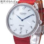 エルメス HERMES アルソー AR4.830 □O刻印 ホワイト レッド系 ステンレススチール ダイヤモンド アリゲーター 腕時計 メンズ 自動巻 101884163
