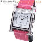 エルメス HERMES Hウォッチ HH3.530 U刻印 ホワイト フランボワーズ ステンレススチール ダイヤモンド アリゲーター 腕時計 レディース 自動巻 101884165