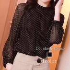 ブラウスレディースドットシアーブラ...