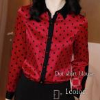 シャツレディースドットシャツブラウ...