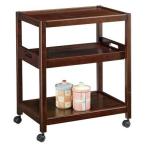ワゴン　ダイニングワゴン　キッチンワゴン　キャスター付ワゴン　お盆兼用棚板付　中段は取り外し可能　キャスター付　キッチン　ダークブラウン色　送料無料