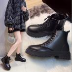 マーティンブーツ ショートブーツ 大きいサイズ レディース ローヒール  編み上げ クラシック  無地 カジュアル 美脚 歩きやすい 秋冬新作