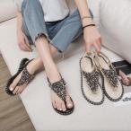 サンダル レディース 春夏 履きやすい フラットサンダル グラディエーター トングサンダル  美脚 ビーチサンダル  キラキラ 夏