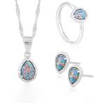 3点セット ネックレス しずく 雫 ピアス 指輪 ブルー キラキラ ドロップ エレガント 上品 母の日ギフト 40代50代60代 人気 母の日ギフト 福袋