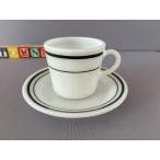 ショッピングパイレックス パイレックス pyrex　コーニング　グリーンバンド　デミタスカップ＆ソーサー