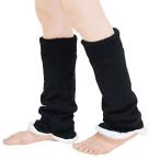 レッグウォーマー 裏ボア 裏起毛 ロング 防寒 冬用 (シンプル/ブラック)