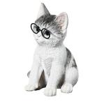  love казаться кошка. произведение искусства . сиденье . модные очки без линз кошка серый симпатичный кошка. произведение искусства высота примерно 19.5cm( интерьер украшение подарок )
