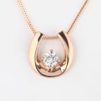 K18PG 18金 ダイヤモンドネックレス 0.1ct 馬蹄 ホースシューデザイン ベネチアンチェーンも18K(45cmチェーンタイプ)