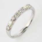 プラチナ900 Pt900 ベリーライトイエローダイヤモンド 0.7ct エメラルドカット ハーフエタニティーリング (鑑別書付き)