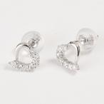 K18WG　18金　ホワイトゴールド　ハート　ダイヤピアス