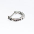 K18WG 中折れ 片耳メンズピアス ブラックダイヤ0.1ct 12mm ×2.2mm