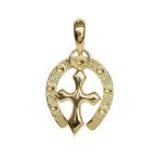 K18 18金　馬蹄クロス　ペンダントト