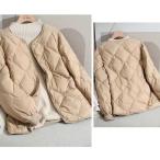 キルティングコートレディースショートジャケットダウン風コート秋冬ノーカラー...