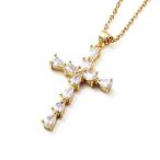 Yahoo! Yahoo!ショッピング(ヤフー ショッピング)キュービックジルコニア クロスペンダントネックレス ステンレスチェーン45+5cm キュービックジルコニア CZ クロス 十字架 ゴールド