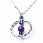 Yahoo! Yahoo!ショッピング(ヤフー ショッピング)アメジスト ヘマタイト ラウンドペンダント ネックレス トップ：30.5x21x6.5mm 46.5cmチェーン 天然石 シルバー ペンダント ネックレス