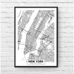 インテリアポスター アメリカン ニューヨーク 地図 モノクロ アートポスター A3サイズ as14