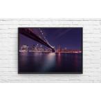 インテリアポスター アメリカン ニューヨークの景色 夕暮れの橋 New York Bridge at nightA3サイズ as5
