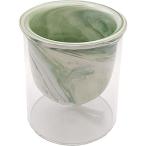 3world 植木鉢 陶器 + ガラスカバー 自動給水 プランター ラグジュアリー デザイン フラワー ポット SW1760マーブル(グリー