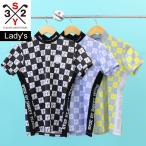 SY32 by SWEET YEARS GOLF ゴルフウェア レディース モックネック ハイネック トップス ポロシャツ 半袖 ロゴ総柄 ブランド 春夏