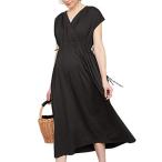 Sweet Mommy マタニティ 授乳服 ワンピース カシュクール ルームウェア リラックスウェア シルキータッチコットン ウエストサテン