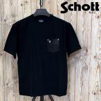 Schott ショット ONE STAR LEATHER POCKET 半袖Tシャツ ワンスター レザーポケット ポケットTシャツ 星 スター クルーネック トップス メンズ ブランド