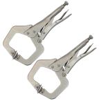 C型 ロッキングプライヤー バイスプライヤー 10インチ 275mm ペンチ 2本セット  切削加工 鈑金 溶接 固定 締付 工具 DIY