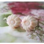 ピンク珊瑚お花のピアス/K18/宝石珊瑚