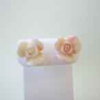 ミッド珊瑚 薔薇のつぼみ ピアス 直結 K14WG バラ ばら 宝石サンゴ 珊瑚婚 還暦 誕生日 御祝 厄除 御守 3月の誕生石 ギフト プレゼント