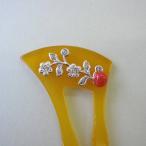 日本 高知産赤珊瑚 かんざし べっ甲風 バチ型 和服 宝石サンゴ 珊瑚婚 還暦 誕生日 御祝 厄除 御守 3月の誕生石 ギフト プレゼント 結婚35周年 珊瑚職人