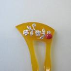 日本 高知産血赤珊瑚 かんざし べっ甲風 バチ型 和服 宝石サンゴ 珊瑚婚 還暦 誕生日 御祝 厄除 御守 3月の誕生石 ギフト プレゼント 結婚35周年 珊瑚職人