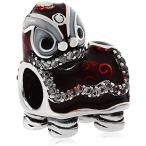 Red Lion Dance Charm 925 Sterling Silver Lion Dance Beads Charm Fit Eu