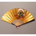 茶道用　扇子　黒塗　5寸　風神雷神　 (メール便対応商品10本まで）