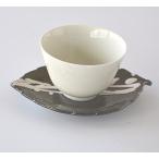 茶托つき湯飲み 白流し茶托 磁器製