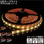 LEDテープライト シリコンチューブ TK-24-SS286シリーズ 60粒/m 単色 全6色 IP67 6m DC24V 屋外使用可能 電源付 ジャック外径5.5mm×内径2.1mm