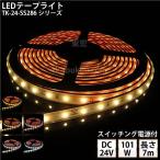 LEDテープライト シリコンチューブ TK-24-SS286シリーズ 60粒/m 単色 全6色 IP67 7m DC24V 屋外使用可能 電源付 ジャック外径5.5mm×内径2.1mm