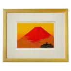 ji- gray woodcut Yoshioka . Taro picture frame mat attaching -inch NA [ red Fuji ]