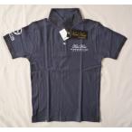 KARL KANI カール・カナイ ポロシャツ GOLF ゴルフウェア半袖 ダブル襟 カルゼ柄　3D刺繍　ロゴ  Mサイズ ネイビー 紺