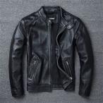 ライダースジャケット EU製 UABONI ユアボニ パリ発 羊革 シープスキン 重厚 レザージャケット ライダース 革ジャン シングル アウター MA-1