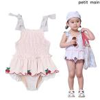 プティマイン　petit main　【SWIM】いちごペプラムワンピース水着　90-130ｃｍ　2025-05　9652604