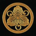 家紋 蒔絵シール 家紋ステッカー 「 丸に片手蔓柏 」 金 30mm