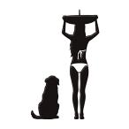 ハワイアン 蒔絵シール 「サーファーガール ロングボーダー 後姿 黒」