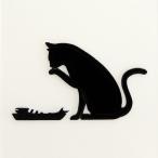 ショッピングアイコス シール 猫　蒔絵シール　love cat 　「キャット（ごちそうさま） 黒」
