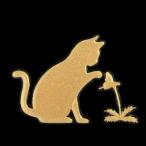 猫 蒔絵シール love cat 「キャット(花と猫) 金」